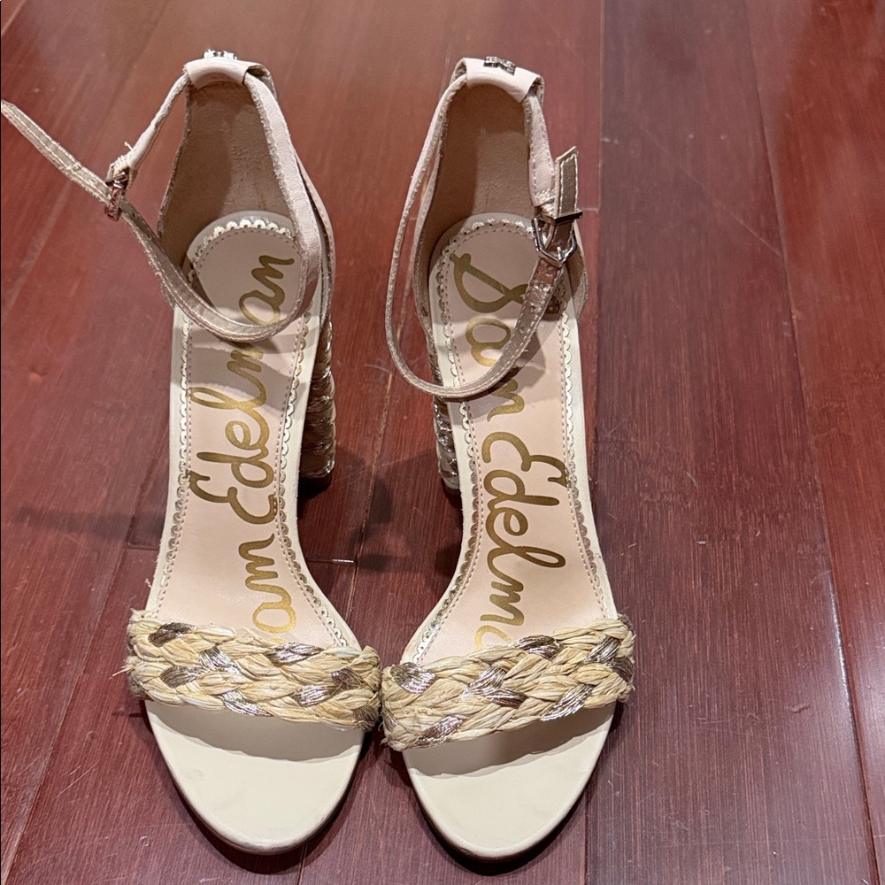Sam Edelman Beige Woven Wedges